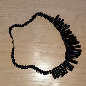 Natural material black necklace